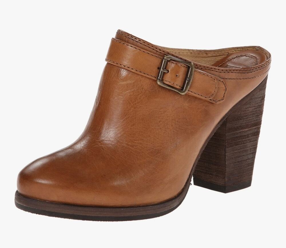 Frye Patty Slingback Brown Leather Block Heel Clog Mules Women’s 6 M